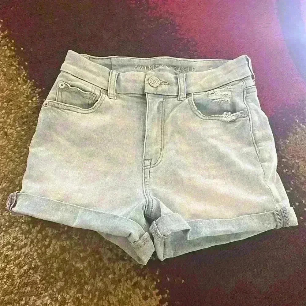 American Eagle Curvy Hi-Rise Shortie Denim Shorts